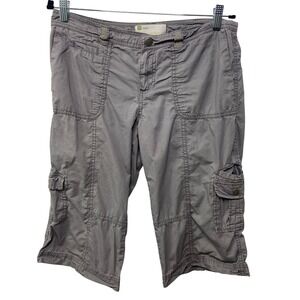 Y2K Gap Surplus Women 8 Gray Cotton Cargo Capri Pants Utility Multi Pocket Gorp